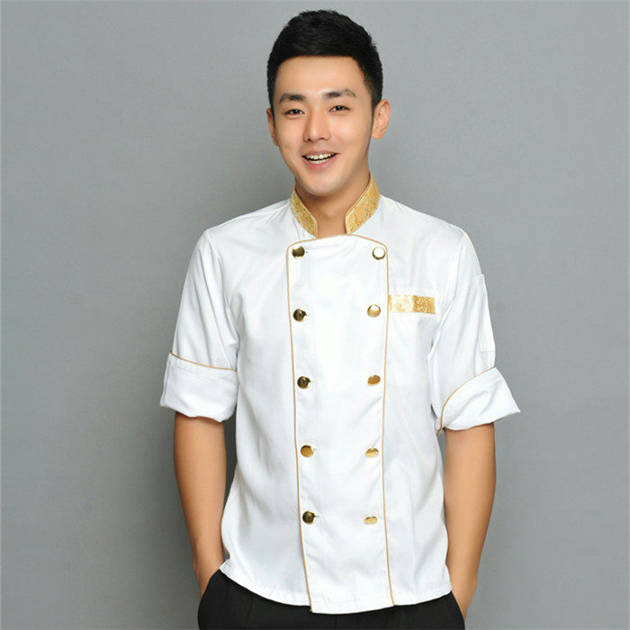 厨师服中袖厨师长工作服烘焙酒店饭店厨房工服半袖夏季厨师七分袖