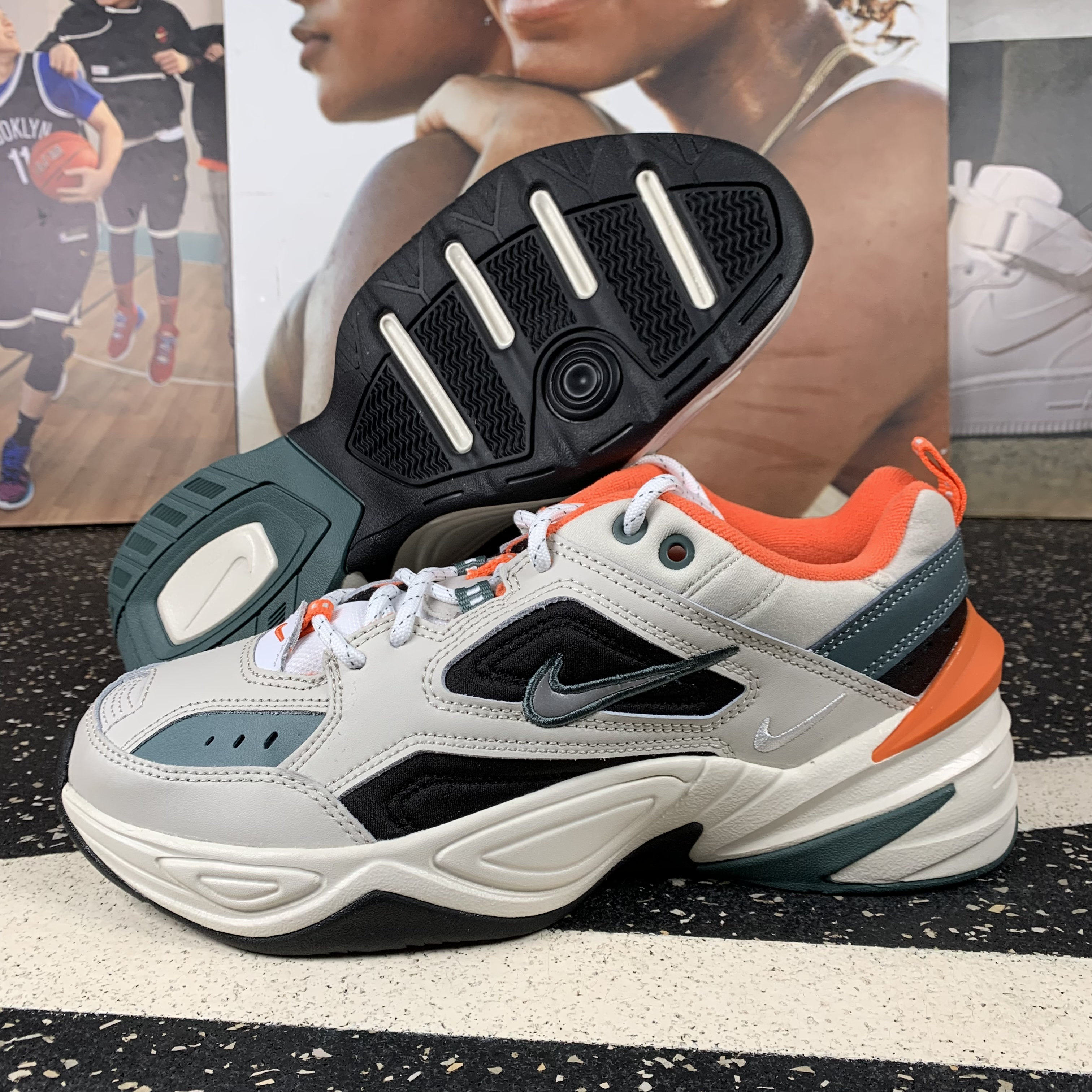 nike耐克m2ktekno灰橙男款老爹减震休闲跑步跑步鞋