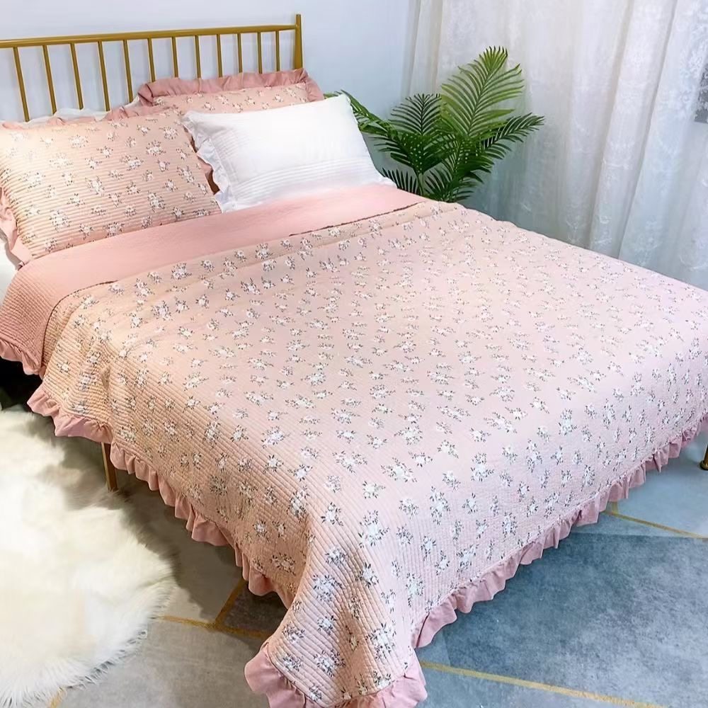 特价~韩国木耳边床盖菲边田园碎花小清新双面斜纹床垫绗缝被衍缝