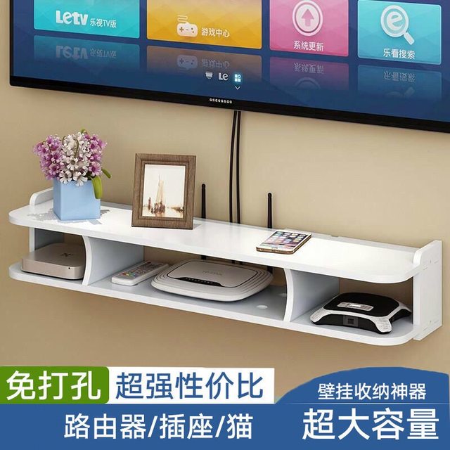 Exemption hole living room TV wall set top box racking rack router storage box wall hanging decorative partition bedroom Exemption hole living room TV wall set top box racking rack router storage box wall hanging decorative partition bedroom