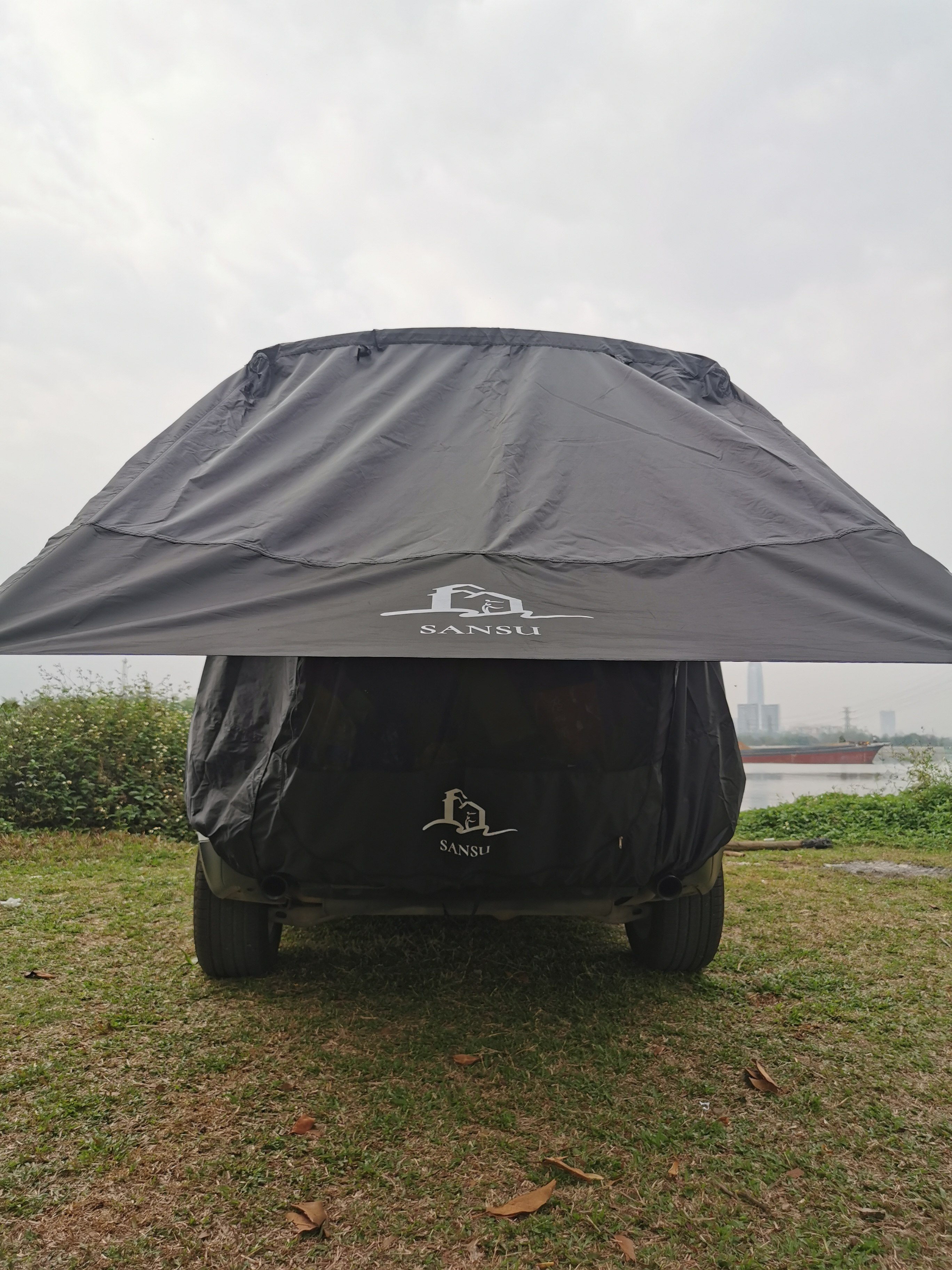 优质车顶车尾帐篷带杆遮阳防蚊防雨防晒天幕遮阳篷
