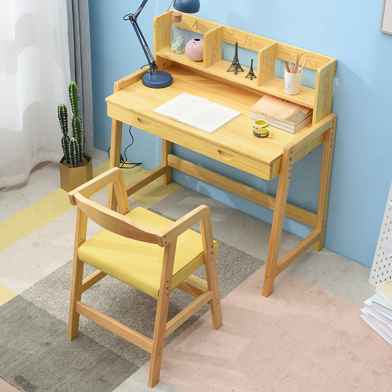 丹叶儿童学习桌小学生书桌实木 写字桌椅套装可升降 课桌椅家用