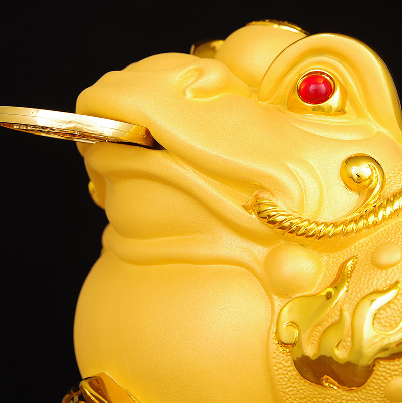 招财金蟾摆件三足金蝉蟾蜍聚财旺财家居风水装饰摆件
