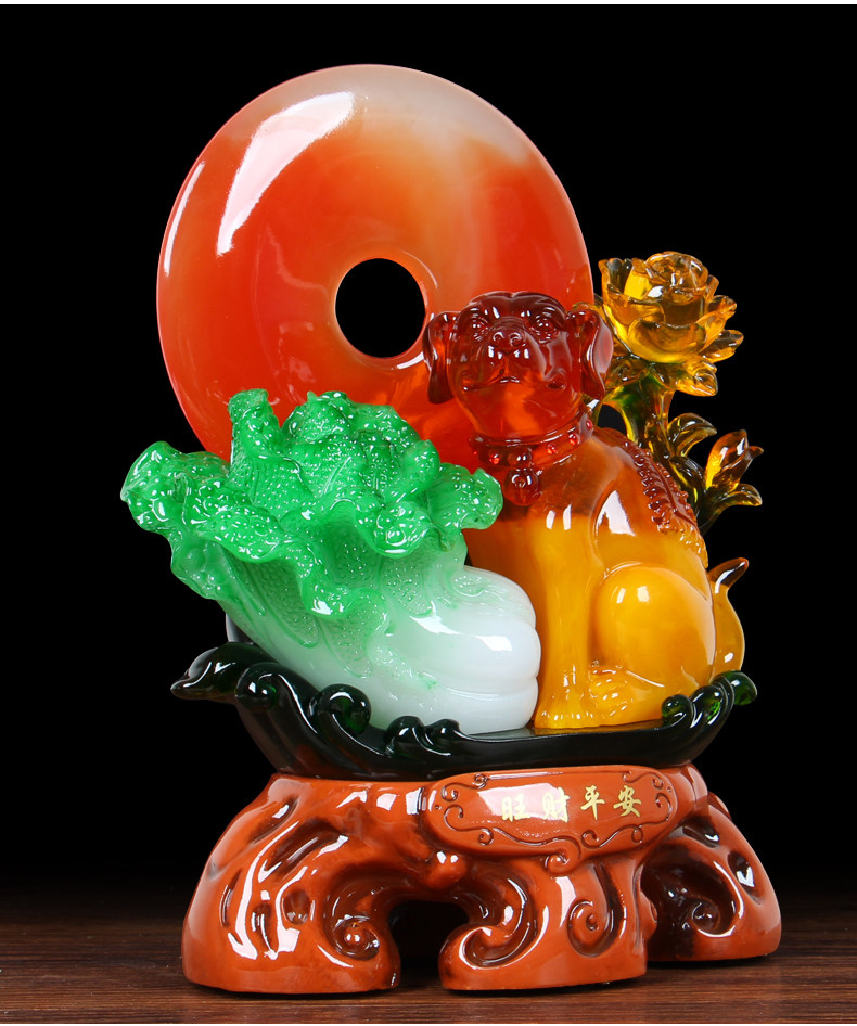 招财摆件白菜平安扣牡丹工艺品客厅收银台摆设家居摆件