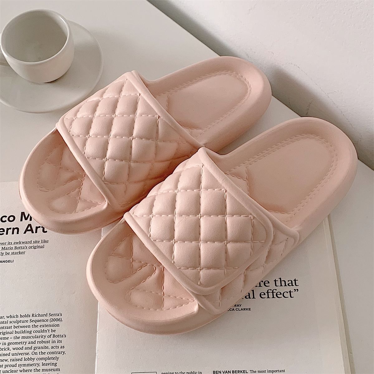 细细条 可爱少女菱格居家拖鞋女夏情侣防滑防臭eva软底洗澡凉拖男