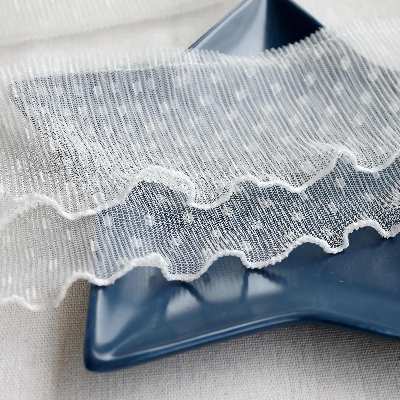 压褶花边辅料11cm圆点点网纱牙褶皱蕾丝丝边花边