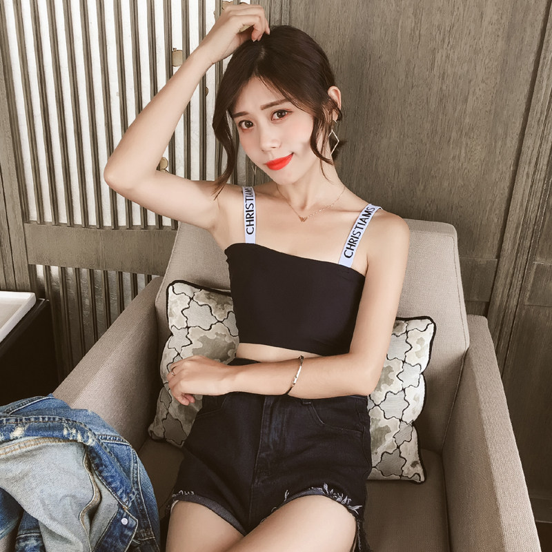 锥点抹胸防走光字母肩带裹胸式内衣无钢圈内衣学生高中少女背心