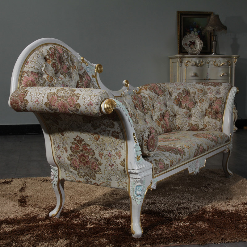 fp意大利巴洛克风格贵妃床 欧式古典实木雕花法式2.2米贵妃椅躺椅