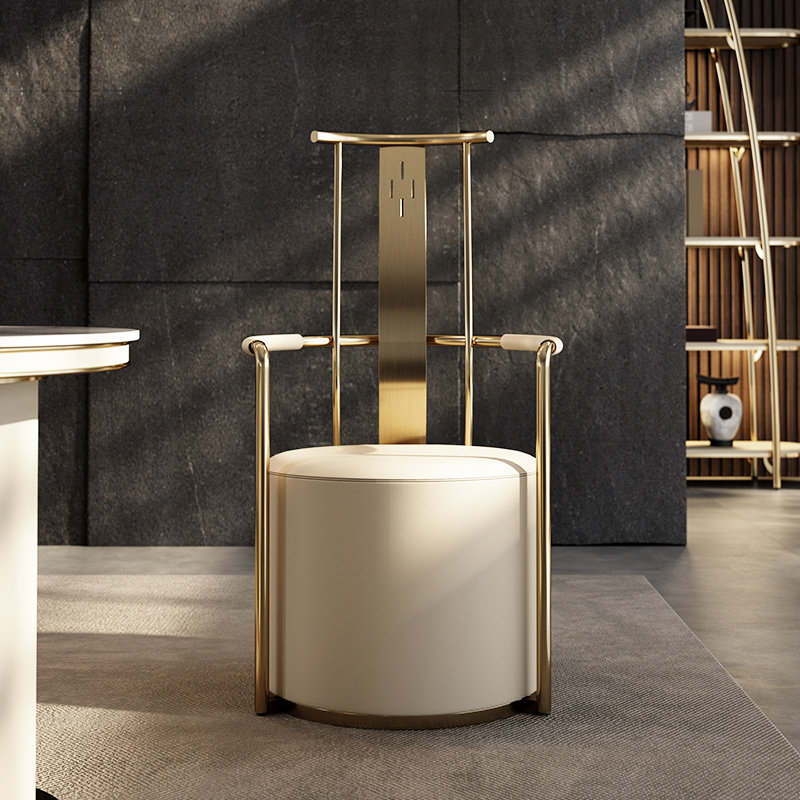 茶台客厅中式新中式太师椅圈椅不锈钢主人现代简约圈椅