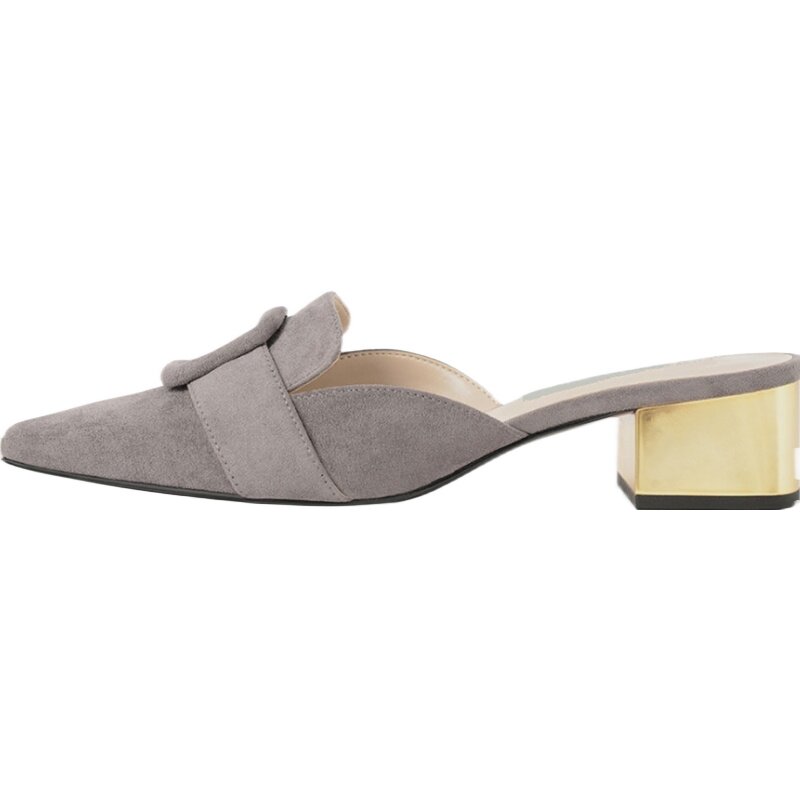 小ck新款春季包头半拖鞋粗跟韩版方头百搭扣带凉鞋一脚蹬休闲女鞋