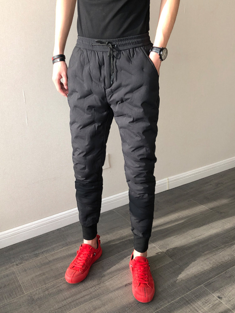 冬季社会精神小伙加厚棉裤男士修身束脚裤东北户外保暖休闲小脚裤