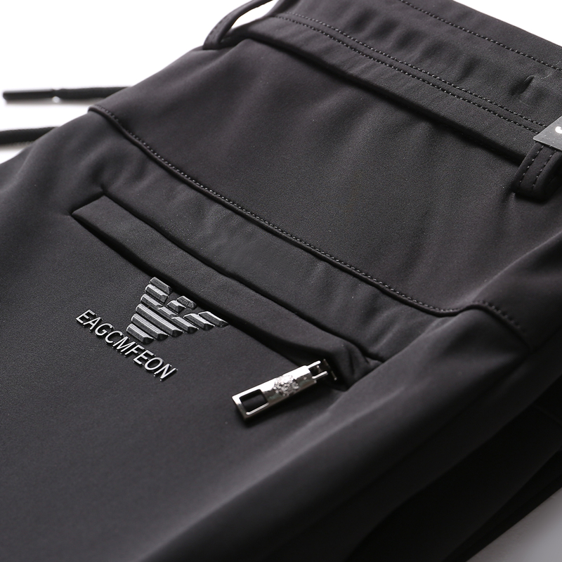 光面抽绳松紧腰直筒休闲裤中老年商务男裤宽松长裤爸爸裤子夏季薄