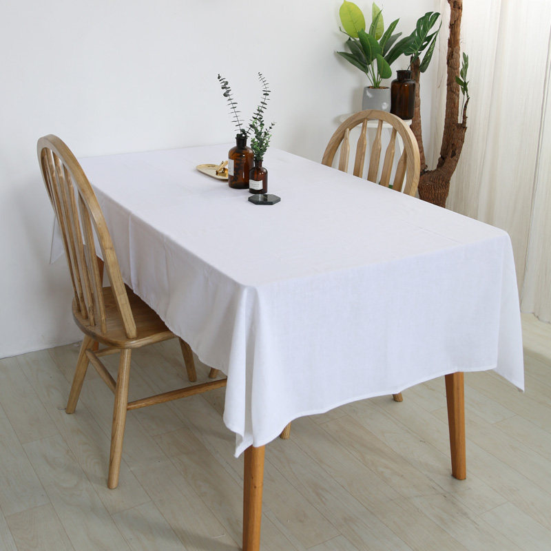 简约现代 白色棉咖啡厅西餐厅用餐桌布艺台布茶几盖布活动