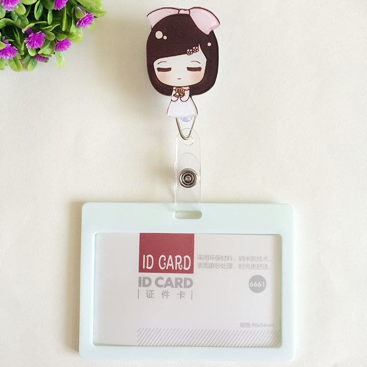 热销卡通易拉扣医院护士高档防水卡套胸卡挂绳伸缩扣工作证批发