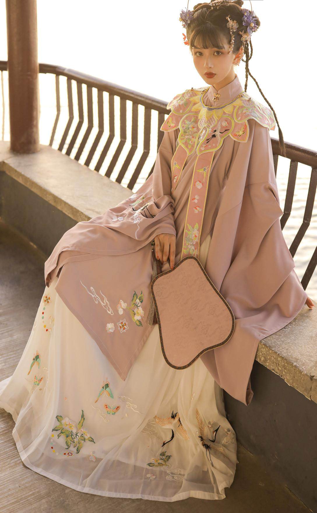 韵语原创汉服女明制立领斜襟长衫齐腰褶裙重工汉服