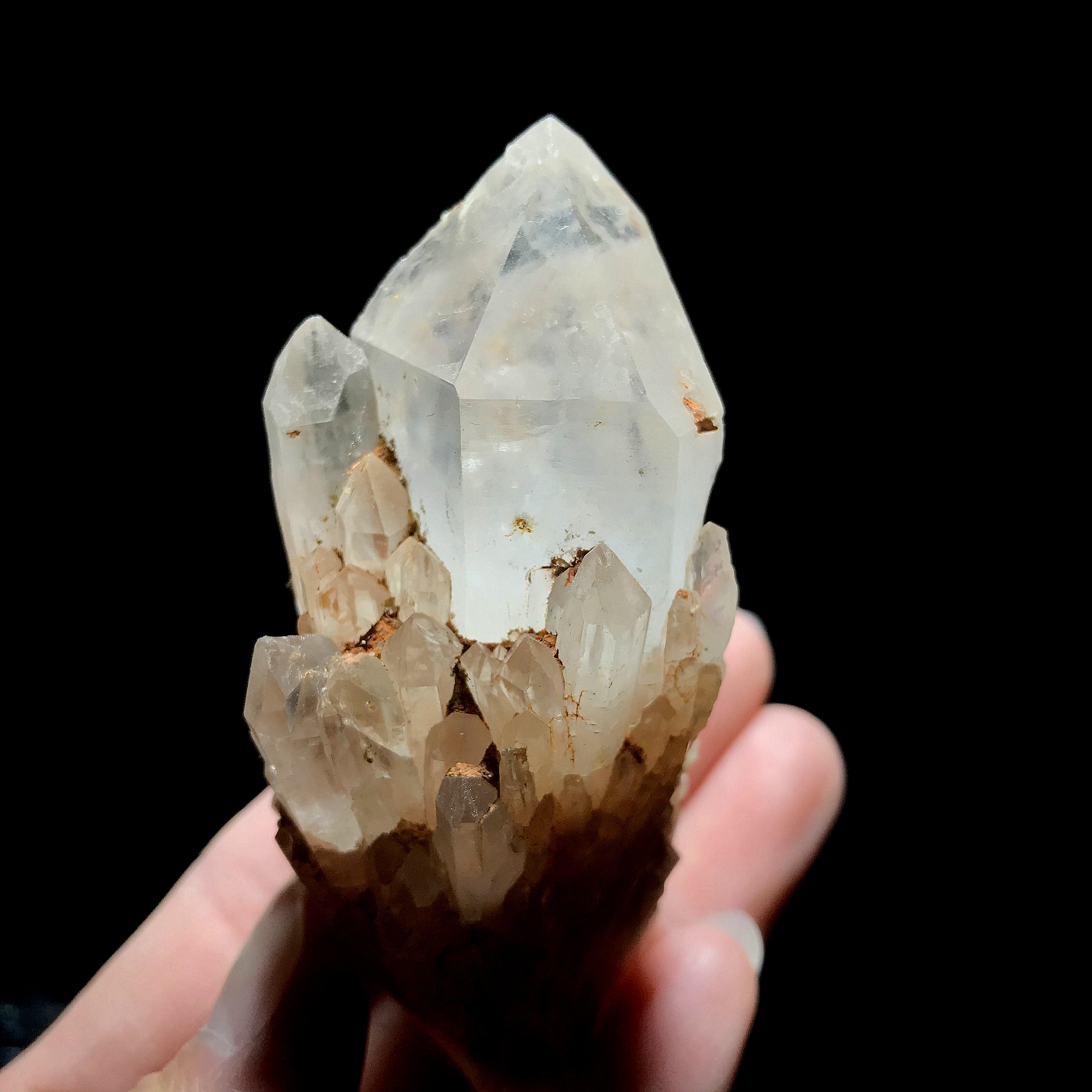 水晶天然花白矿标原石石原石能量晶牙水晶花白水晶摆件