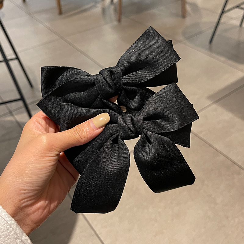 复古优雅法式黑色蝴蝶结发夹后脑勺顶夹韩国发饰发饰