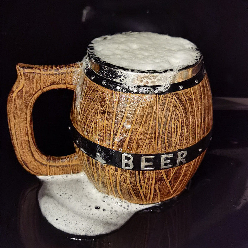 仿真木桶啤酒杯德国金属酒杯精酿扎啤杯创意复古啤酒杯
