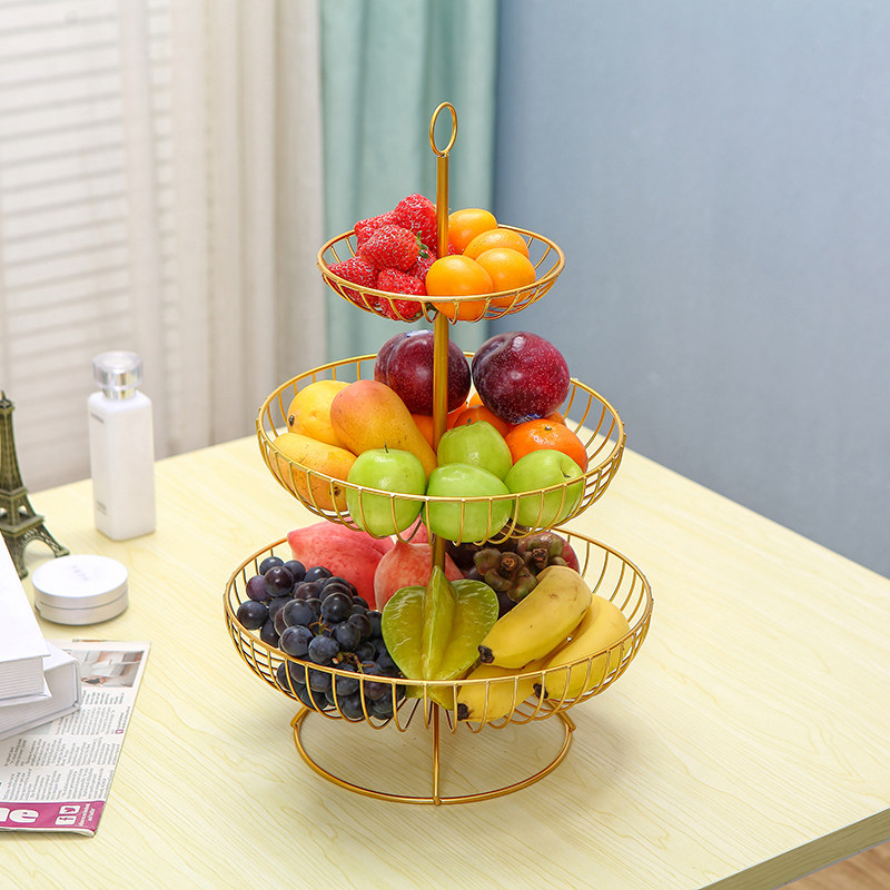 北欧水果盘客厅家用三层水果盆现代创意多层水果架小精致双层果篮