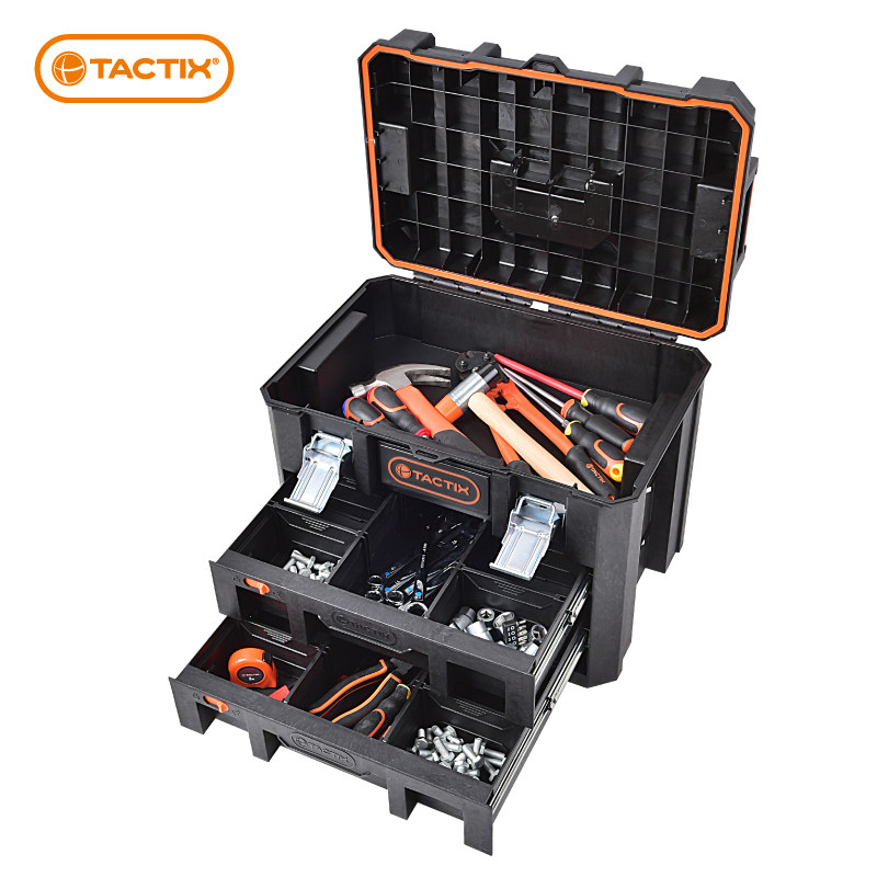 拓为tactix 组合式工具箱 出口德国多功能大号手推车载塑料工具车