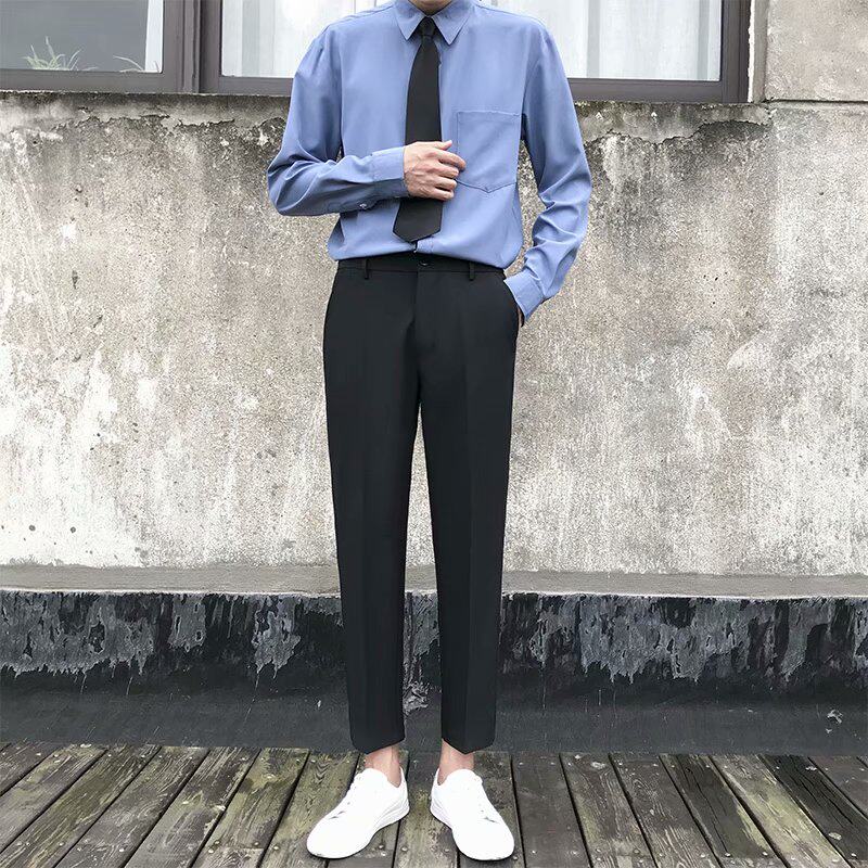 夏季衬衣白衬衣商务高级轻熟男士套装西裤衬衫衬衫