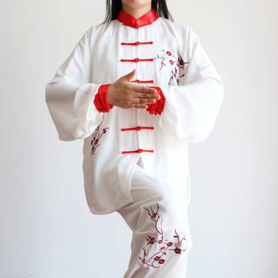 梅花刺绣男女夏秋季练功武术表演衣服太极拳团队比赛套装太极服