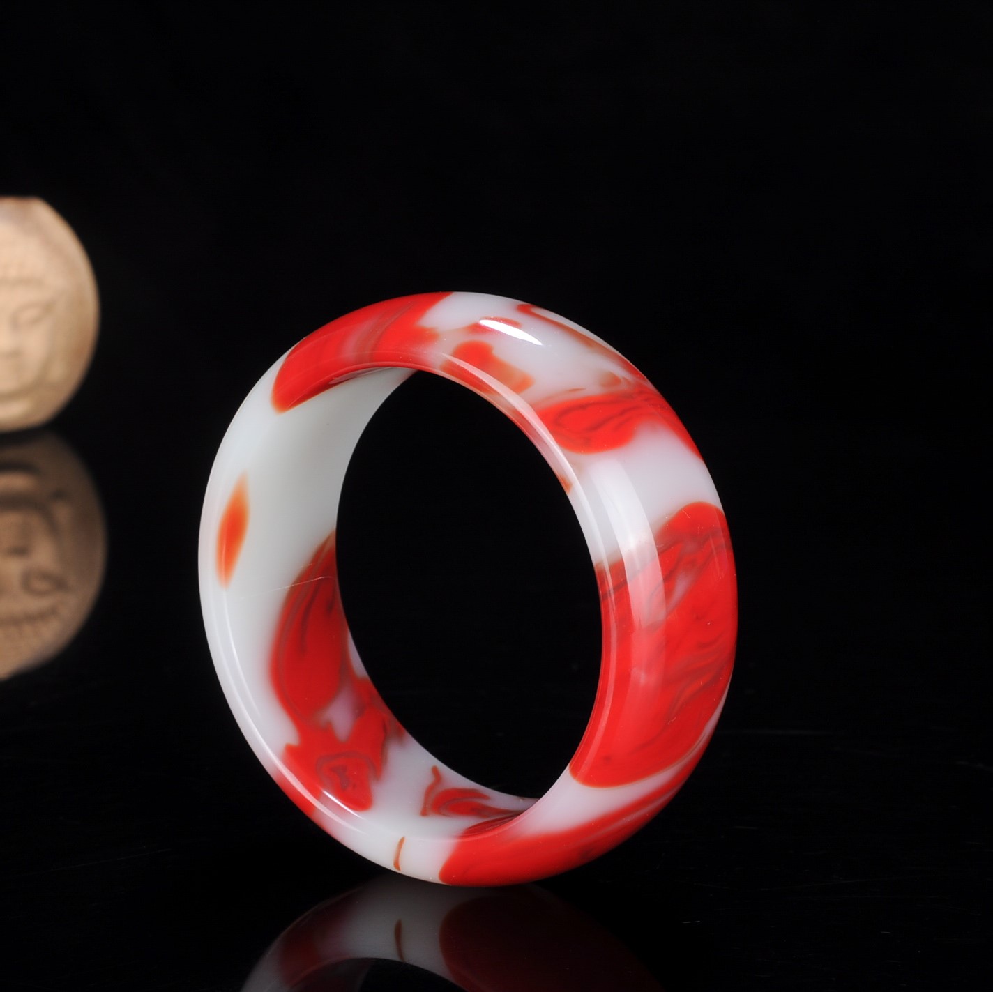 鸡血镯子玉手手镯天然戈壁玉镯新疆金丝玉原石手饰