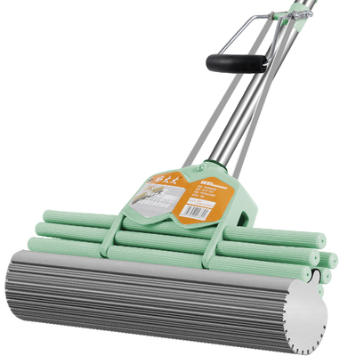 好太太家用38cm海绵把头水地拖布大号挤水不锈钢墩布胶棉拖把 原价22