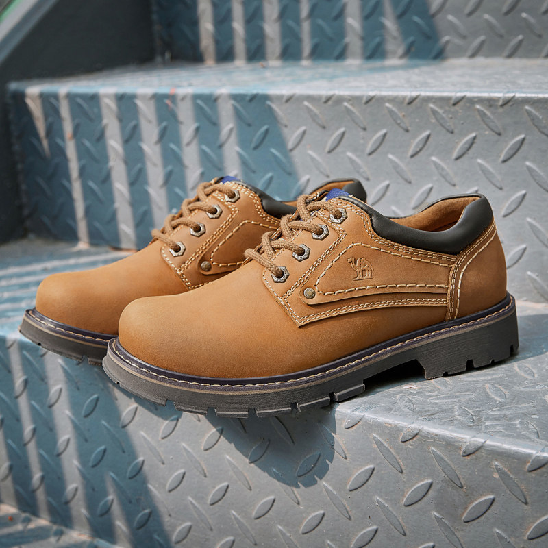 骆驼男鞋2019新款复古低帮工装靴男士时尚硬朗防滑马丁牛皮休闲鞋
