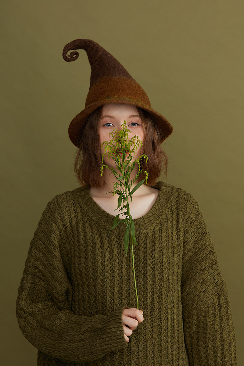 瘦瘦家羊毛湿毡制作大地魔法魔法师师高筒帽万圣节帽子