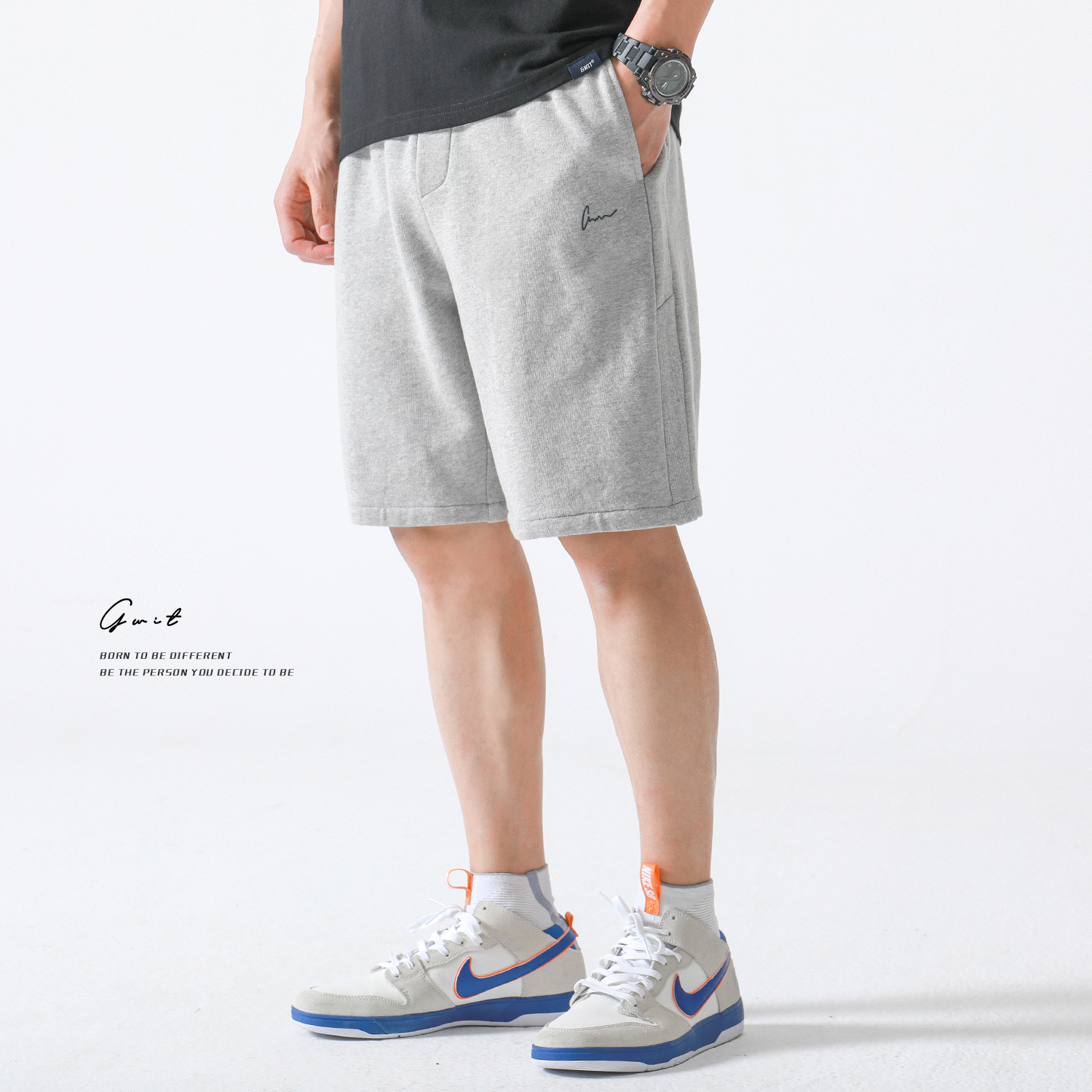 GWIT 320g秘鲁棉 夏季新款宽松篮球跑步卫裤休闲五分裤运动短裤男