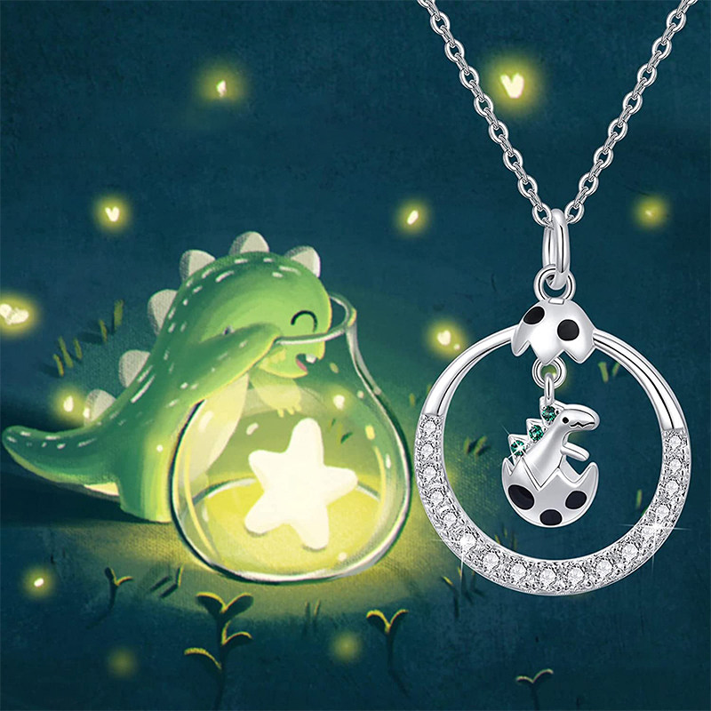 loce原创s925纯银折纸恐龙蛋项链可爱小众设计项链