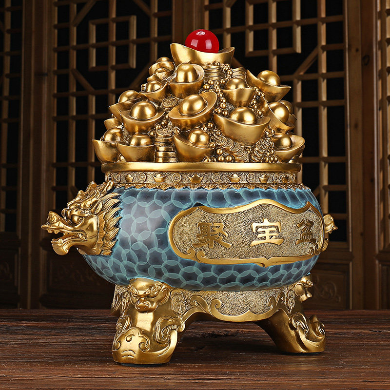 聚宝盆摆件招财风水家居客厅财位摆设创意装饰办公室店铺开业礼品