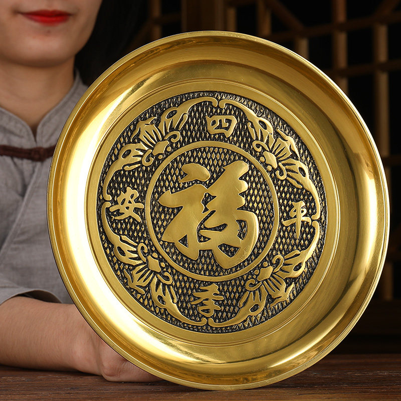 家用纯铜供盘佛前供奉水果果盘供品供佛拜神果盘