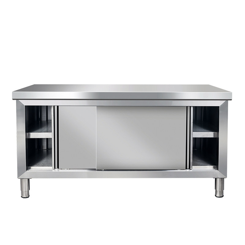 不锈钢推拉门工作台商用操作台打荷台厨房专用案板切菜工作台