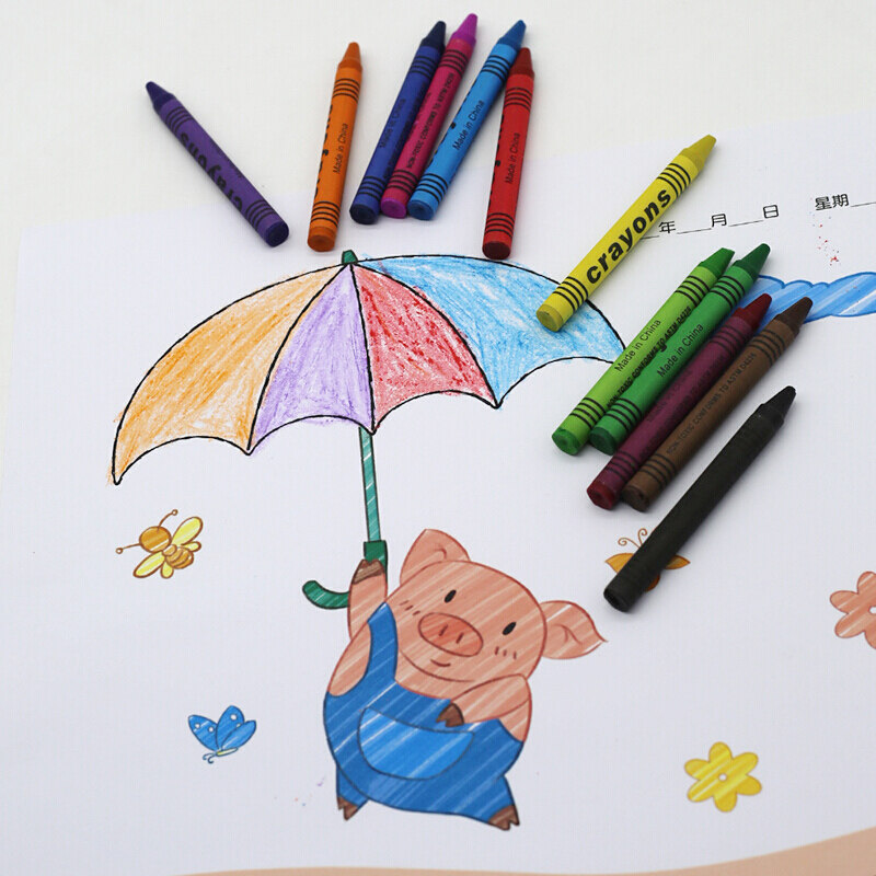 12色蜡笔 画画笔绘画彩色蜡笔 涂色本的书不需要单独拍易涂色油画棒