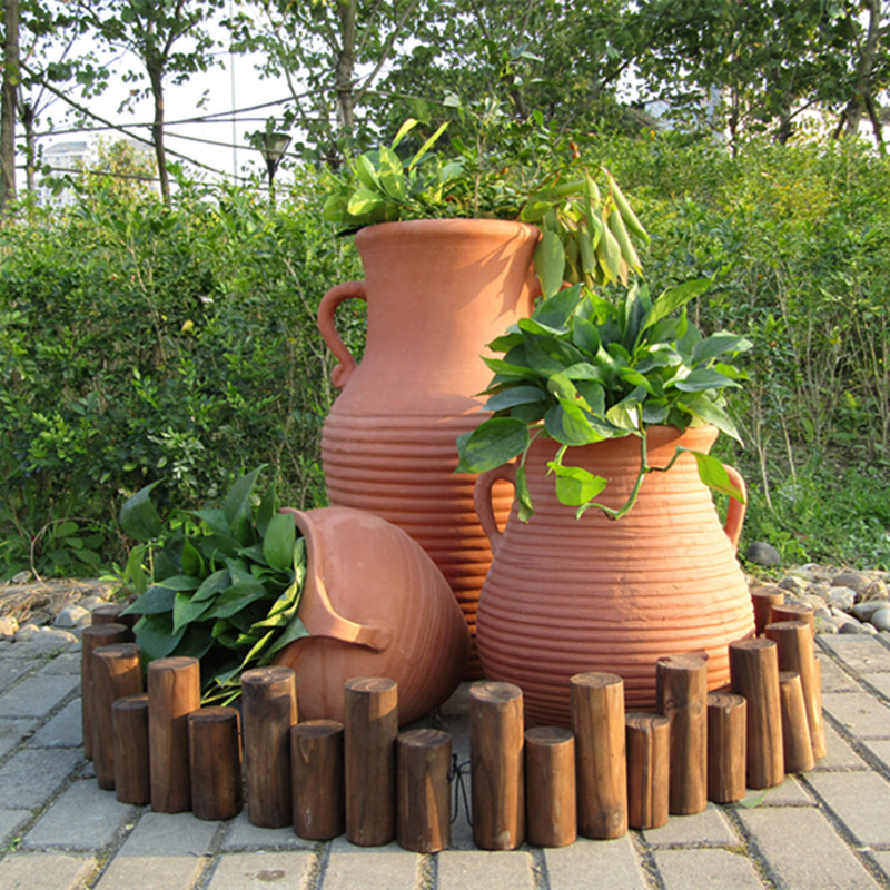 大号陶罐花盆户外庭院红泥组合落地粗陶土陶花盆