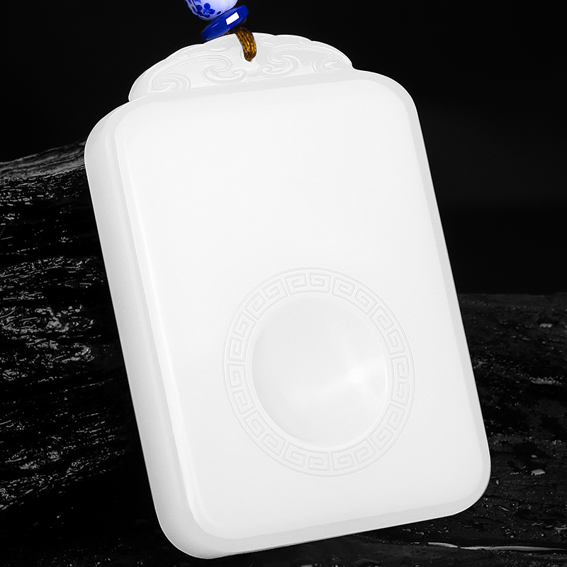 孤品7000年和田羊脂白玉至臻悟道平安无事吊坠玉牌颈饰