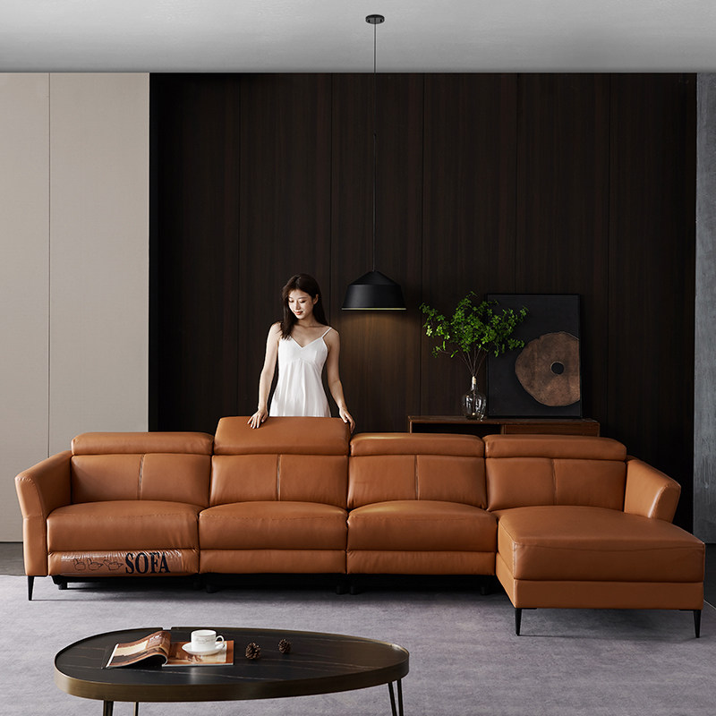 多功能电动真皮沙发头层牛皮客厅小户型意式轻奢现代简约家具组合