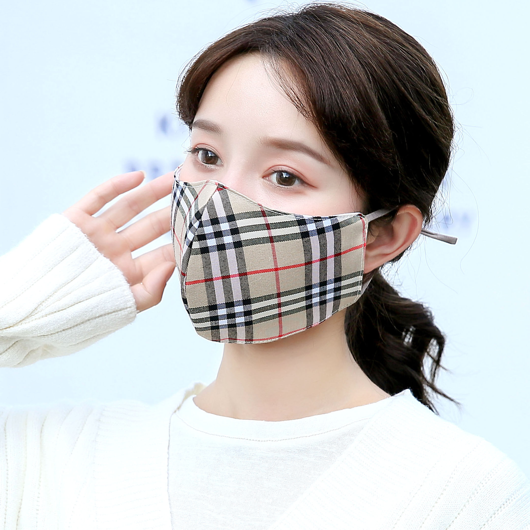 口罩格子冬季时尚韩版潮防寒保暖纯棉加大加厚口罩