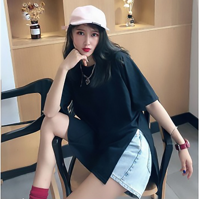 大码健身运动瑜伽扭结开叉上衣中长纯色宽松瑜伽t恤