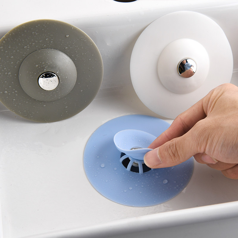 厨房水池塞子按压卫生间水槽堵水下水道防臭硅胶水塞
