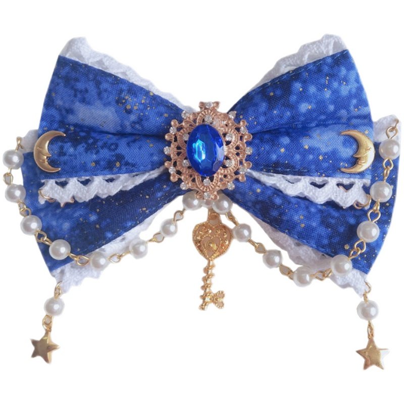 lolita发饰绀色蓝色星空边夹kc少女心大蝴蝶结发夹发饰