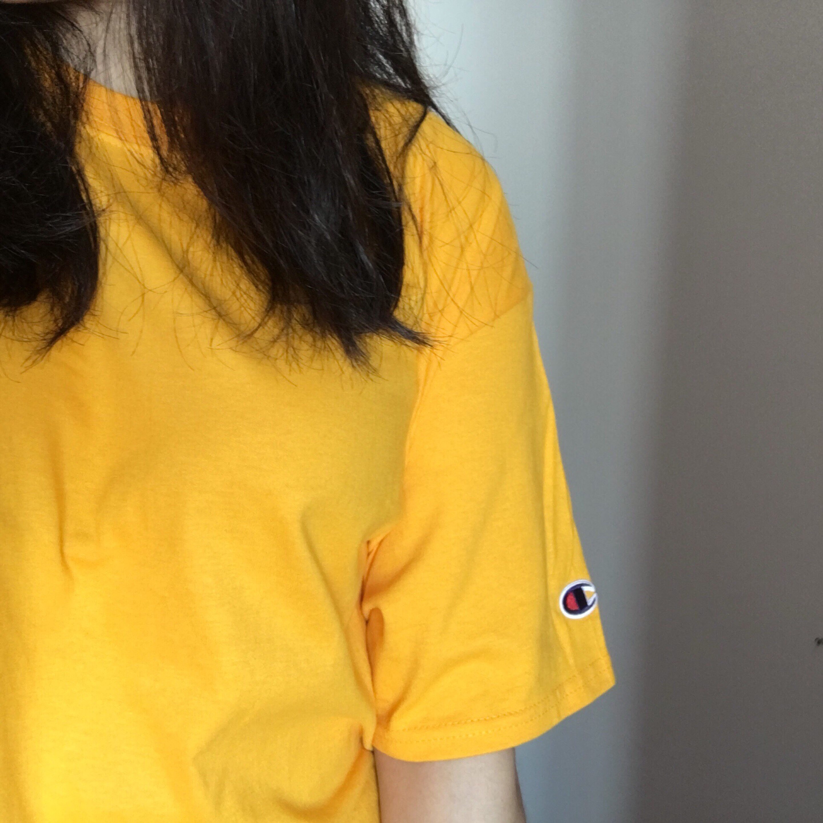 champion美版冠军短袖纯色紫色黄色打底运动t恤