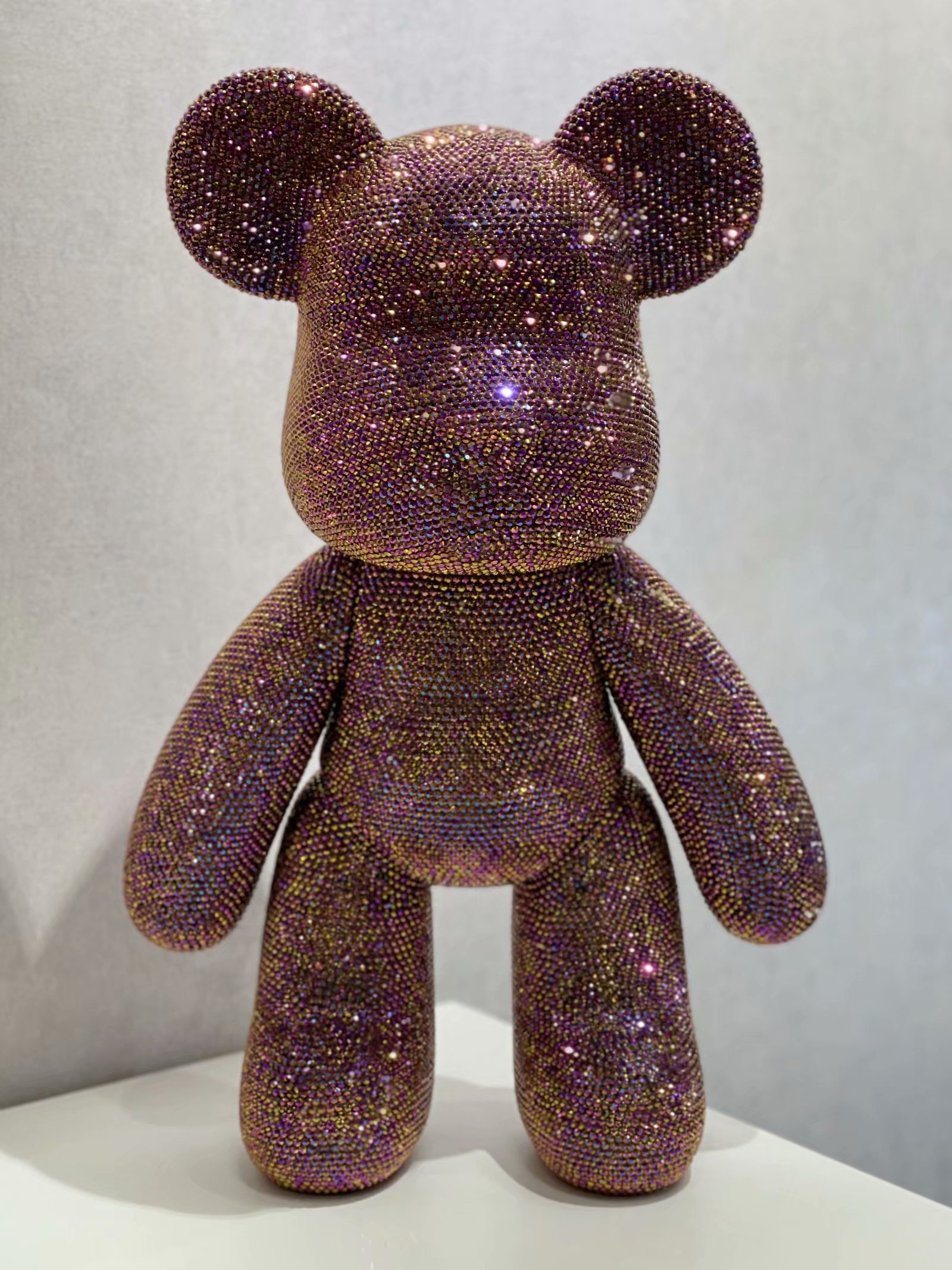 金玫红黑底钻手工diy贴钻暴力熊玩偶摆件粘钻创意礼盒