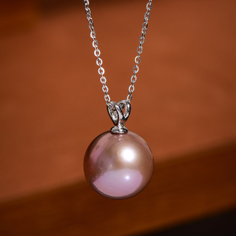 凤仪阁1213mm紫色爱迪生淡水珍珠吊坠简约约在搭圆颈饰