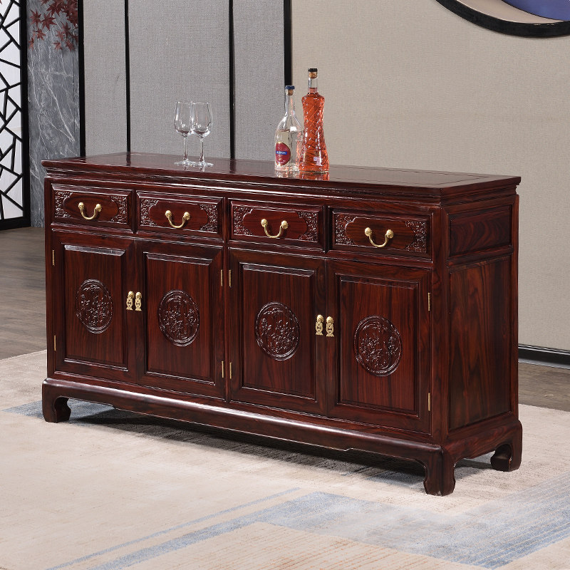 餐边柜国标红木印尼酸枝雕花客厅阔叶黄檀实木餐边柜
