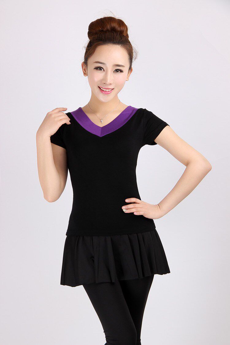 广场舞单件上衣舞蹈服装莫代尔短袖跳舞衣服中老年广场舞上装