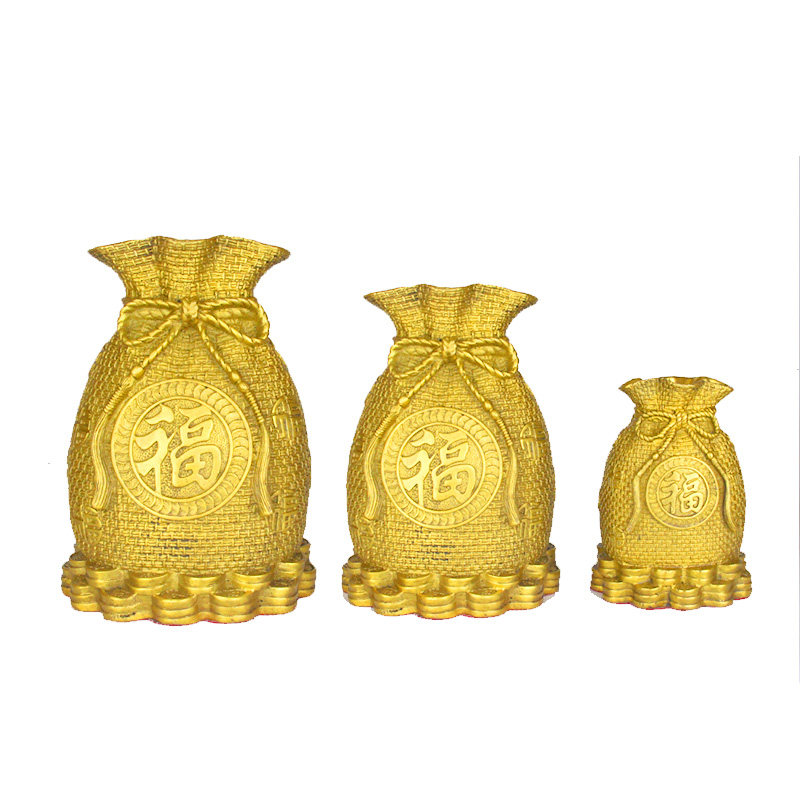 存钱摆件纯铜钱袋福袋客厅黄金储蓄罐聚宝盆开业摆件