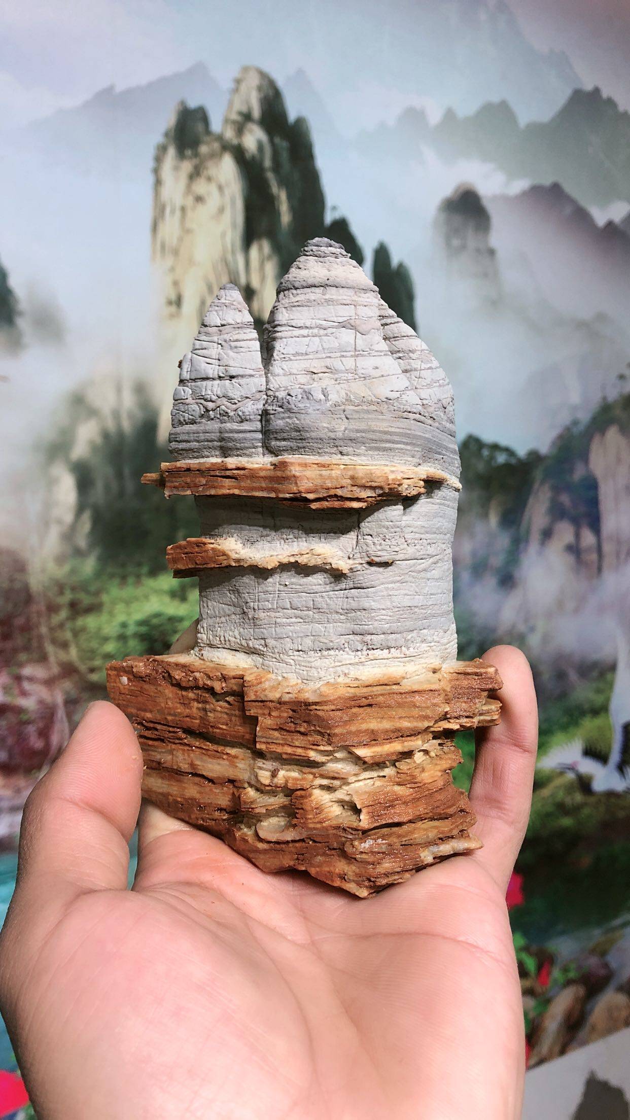 太行山奇石盆景鱼缸装饰摆件高度左右千层青色摆件